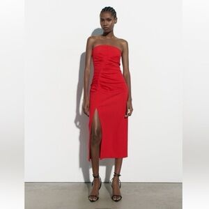 Elegant Red Strapless Dress